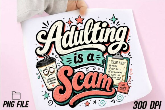 Adulting is a Scam Funny Sarcastic PNG: A Designer's Asset