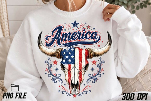 America Cow Skull 4th of July Flag PNG: A Designer's Asset