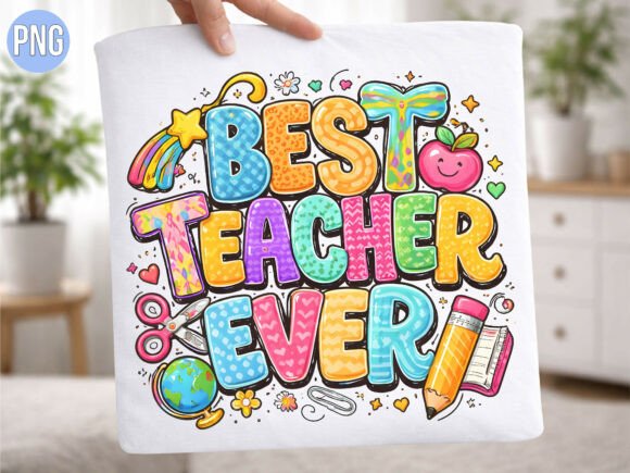 Best Teacher Ever Colorful School PNG: A Designer's Essential Asset