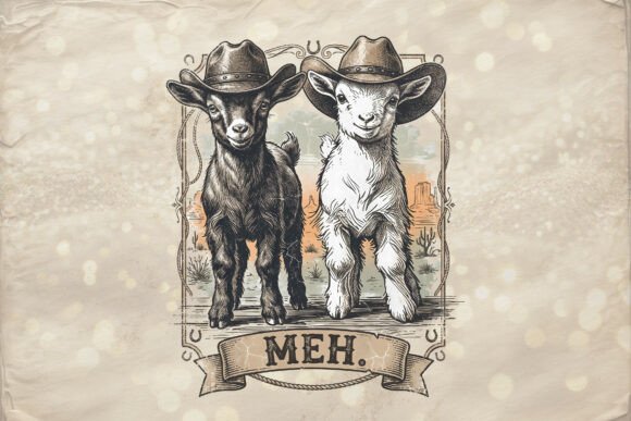 Charming Vintage Western Goat Graphics for Creative Projects