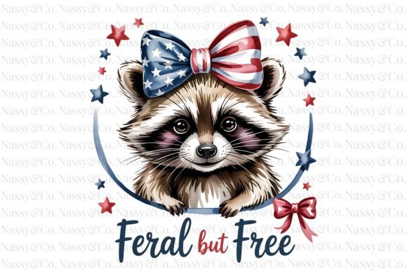 Feral but Free Raccoon 4th of July PNG: A Design Asset for Celebratory Projects