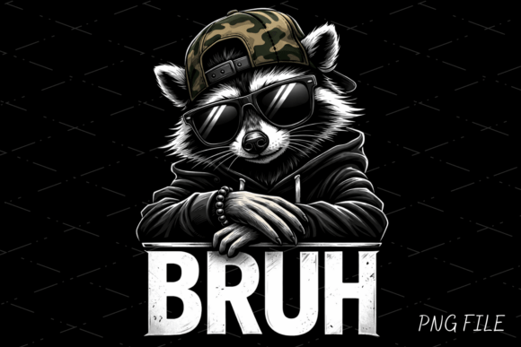 Funny Cool Raccoon Bruh PNG: Elevate Your Streetwear Designs