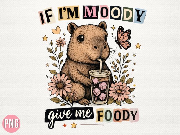 Moody Capybara Iced Coffee PNG: A Design Asset