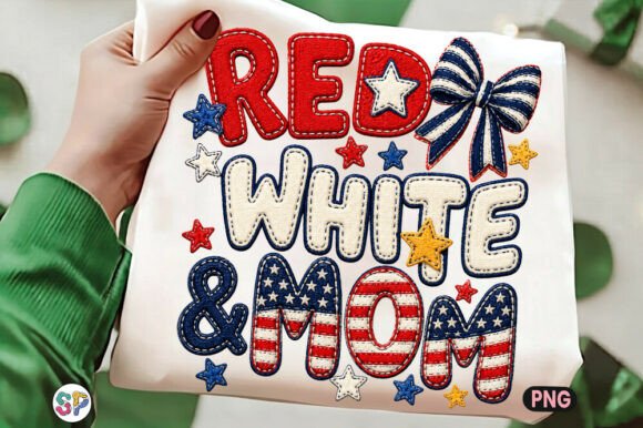 Patriotic Design Assets: Red White Mom USA 4th July Sublimation