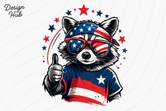 Patriotic Raccoon PNG: Bold Design for USA Pride Projects