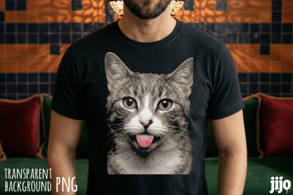 Playful Design: Cat Tongue Cute Funny PNG for Modern Creators