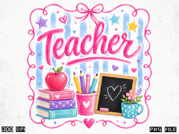 Teacher Love Inspire PNG: A Cute Classroom Design Asset